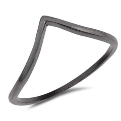 Sterling Silver Black Rhodium Plated V Shape Plain RingsAnd Face Height 8mm