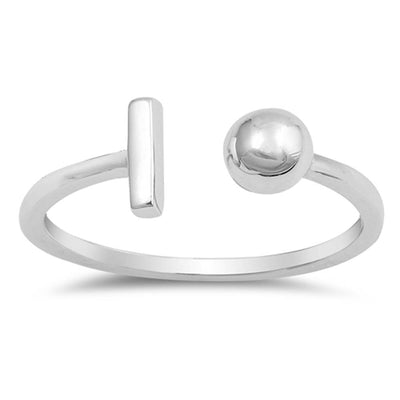 Sterling Silver Ball Shaped Plain Rings and Face Height 7mm