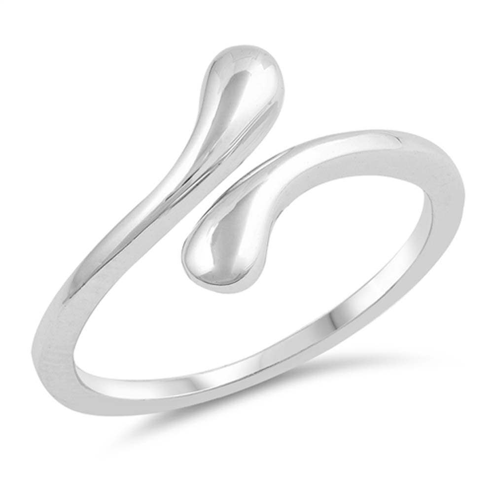 Sterling Silver Polished Pave Shaped Plain Rings and Face Height 10mm