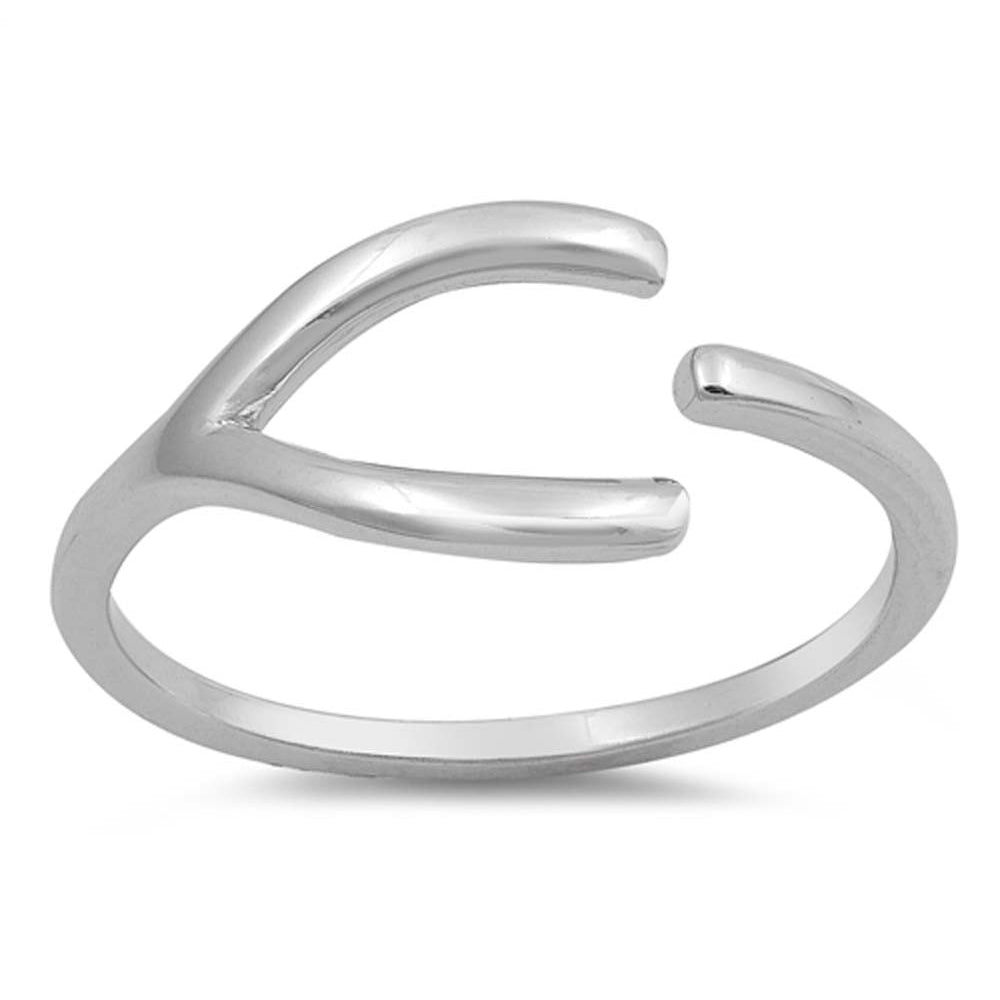 Sterling Silver Rhodium Plated Wraparound Wishbone Shaped Plain RingsAnd Face Height 9mm