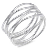 Sterling Silver High Polish Spring Shaped Plain RingsAnd Face Height 12mm