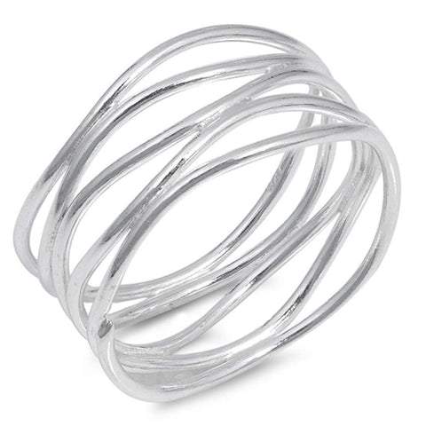 Sterling Silver High Polish Spring Shaped Plain RingsAnd Face Height 12mm