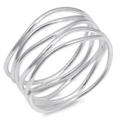 Sterling Silver High Polish Spring Shaped Plain RingsAnd Face Height 12mm