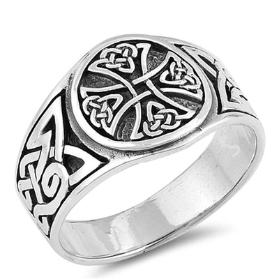 Sterling Silver Celtic Shaped Plain RingsAnd Face Height 11mm