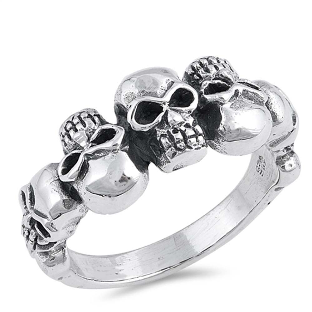 Sterling Silver Skulls Shaped Plain RingsAnd Face Height 11mm