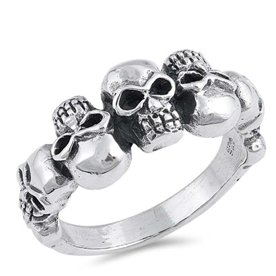 Sterling Silver Skulls Shaped Plain RingsAnd Face Height 11mm