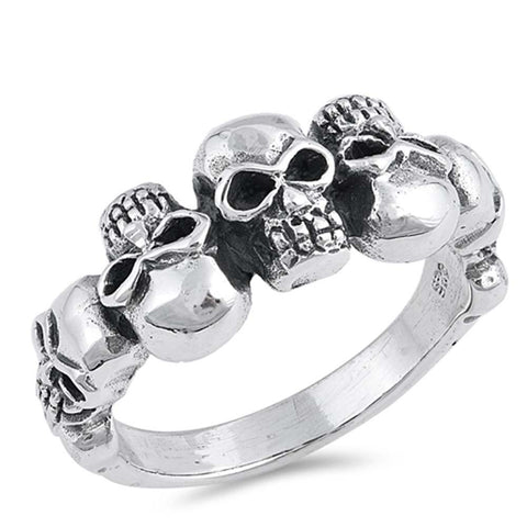 Sterling Silver Skulls Shaped Plain RingsAnd Face Height 11mm