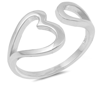 Sterling Silver Open Heart Shaped Plain RingsAnd Face Height 11mm