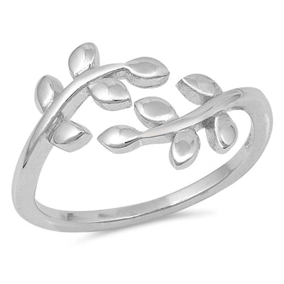 Sterling Silver Leaves Shaped Plain RingsAnd Face Height 13mm