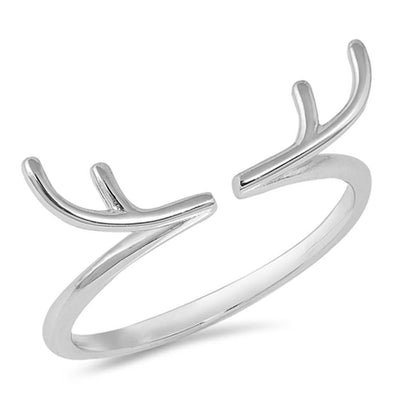 Sterling Silver Antlers Shaped Plain RingsAnd Face Height 4mm
