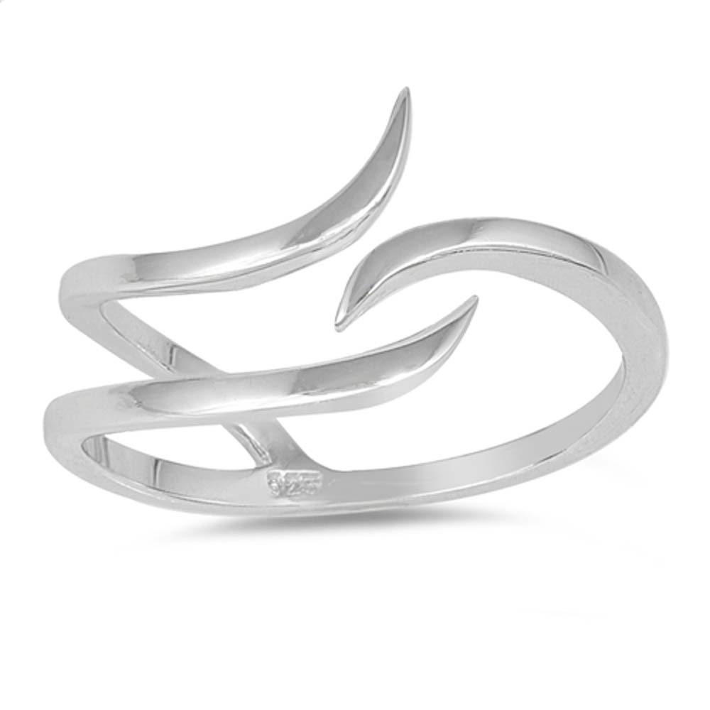 Sterling Silver Waves Shaped Plain RingsAnd Face Height 11mm