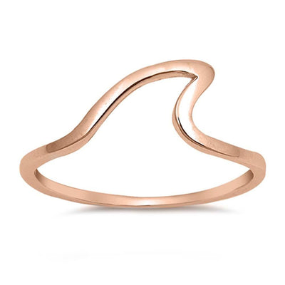 Sterling Silver Rose Gold Plated Wave Shaped Plain RingsAnd Face Height 8mm
