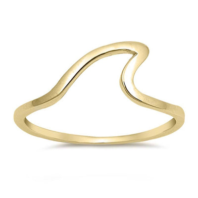 Sterling Silver Yellow Gold Plated Wave Shaped Plain RingsAnd Face Height 8mm