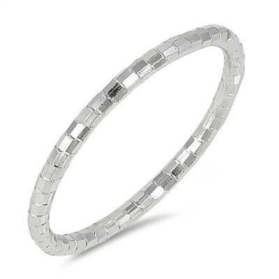 Sterling Silver Diamond Cut Band Plain RingsAnd Face Height 2mm