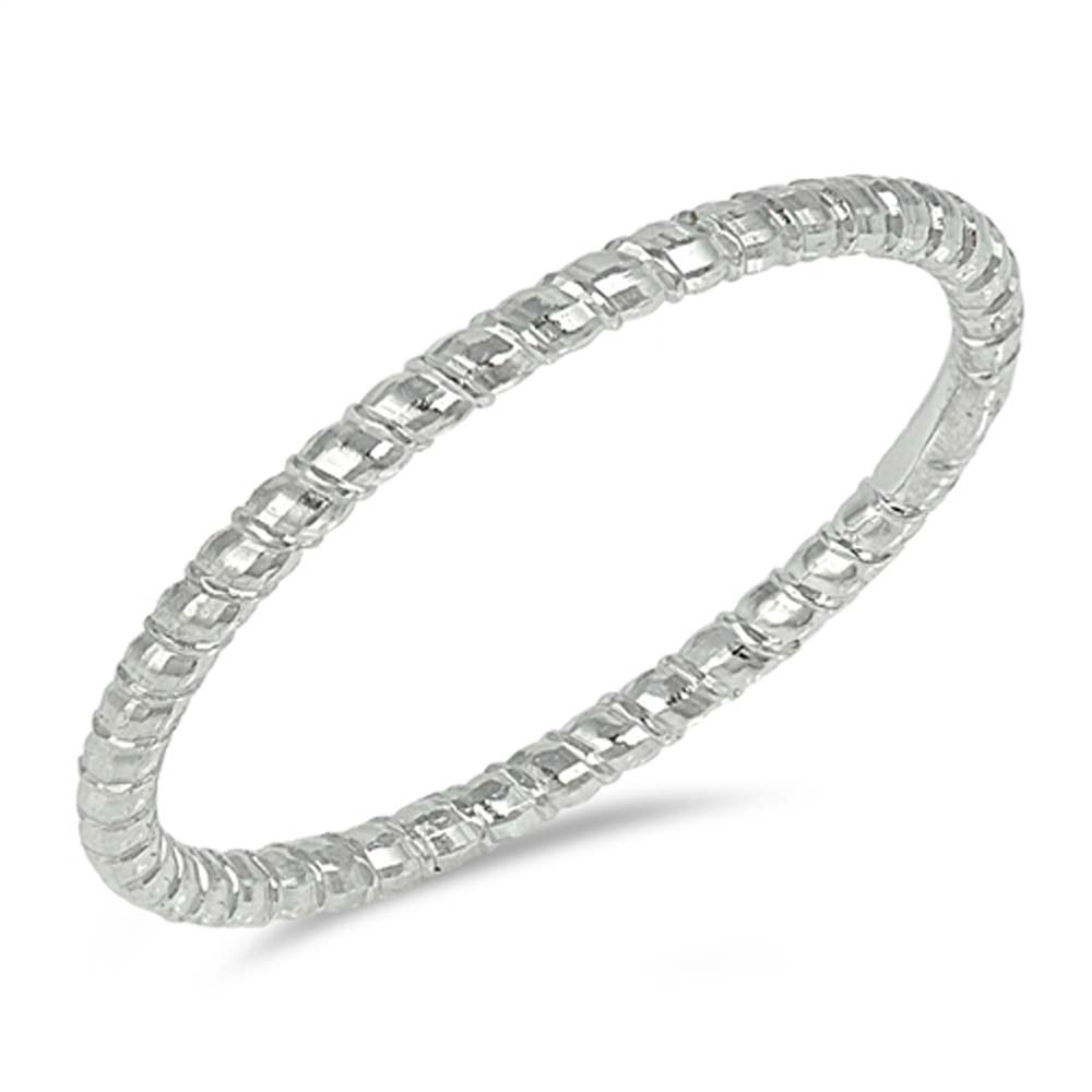 Sterling Silver Diamond Cut Band Plain RingsAnd Face Height 2mm