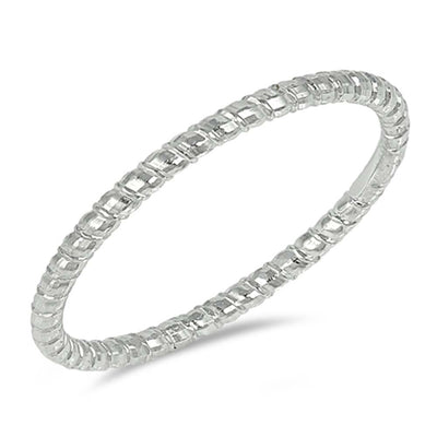 Sterling Silver Diamond Cut Band Plain RingsAnd Face Height 2mm