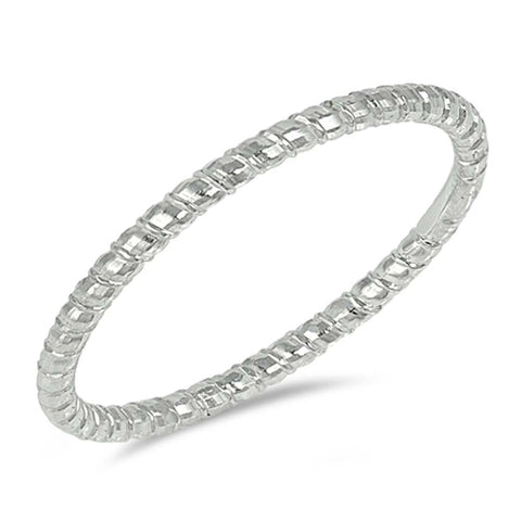 Sterling Silver Diamond Cut Band Plain RingsAnd Face Height 2mm