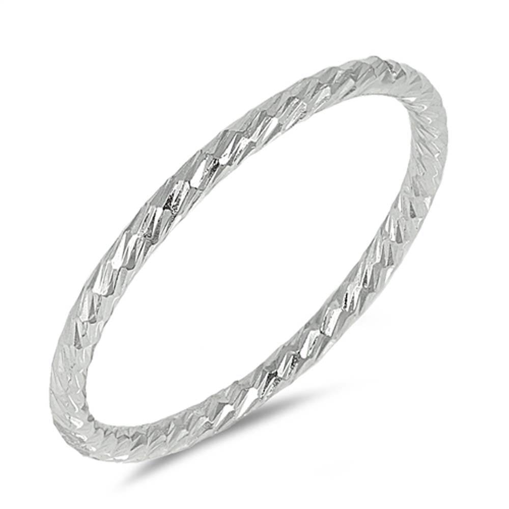 Sterling Silver Diamond Cut Band Plain RingsAnd Face Height 2mm