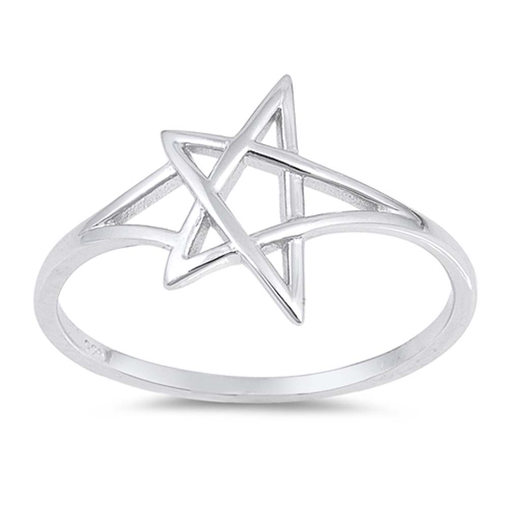 Sterling Silver Jewish Star Shaped Plain RingsAnd Face Height 11mm