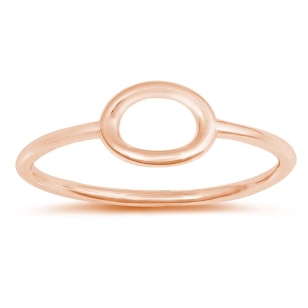 Sterling Silver Rose Gold Plated Open Oval Ring - silverdepot