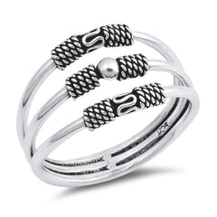 Sterling Silver Three Line Shaped Plain RingsAnd Face Height 12mm