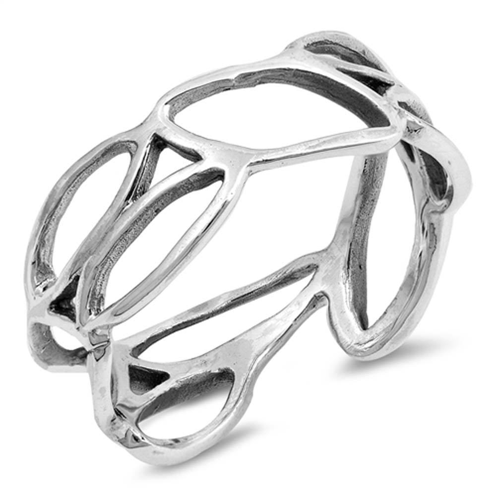 Sterling Silver Holes Shaped Plain RingsAnd Face Height 8mm
