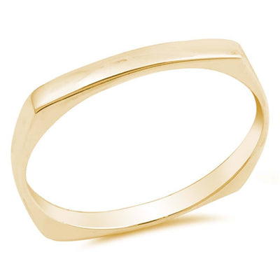Sterling Silver Yellow Gold Plated Rectangular Round Shaped Plain RingsAnd Face Height 3mm