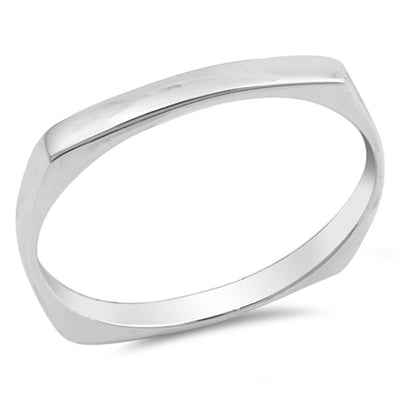 Sterling Silver Thin Shaped Plain RingsAnd Face Height 3mm