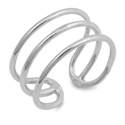 Sterling Silver Three Lines Shaped Plain RingsAnd Face Height 9mm