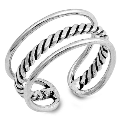 Sterling Silver Middle Spring Shaped Plain Rings And Face Height 12mm