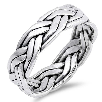 Sterling Silver Double Line Infinity Shaped Plain RingsAnd Face Height 7mm
