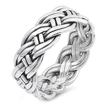 Load image into Gallery viewer, Sterling Silver Rope Band Shaped Plain RingsAnd Face Height 8mm