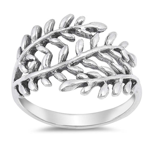 Sterling Silver Wraparound Leaf Shaped Plain RingsAnd Face Height 14mm