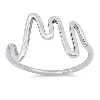 Sterling Silver Heartbeat Shaped Plain RingsAnd Face Height 13mm