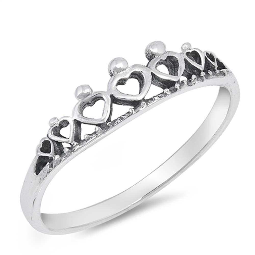 Sterling Silver Crown Shaped Plain RingsAnd Face Height 5mm