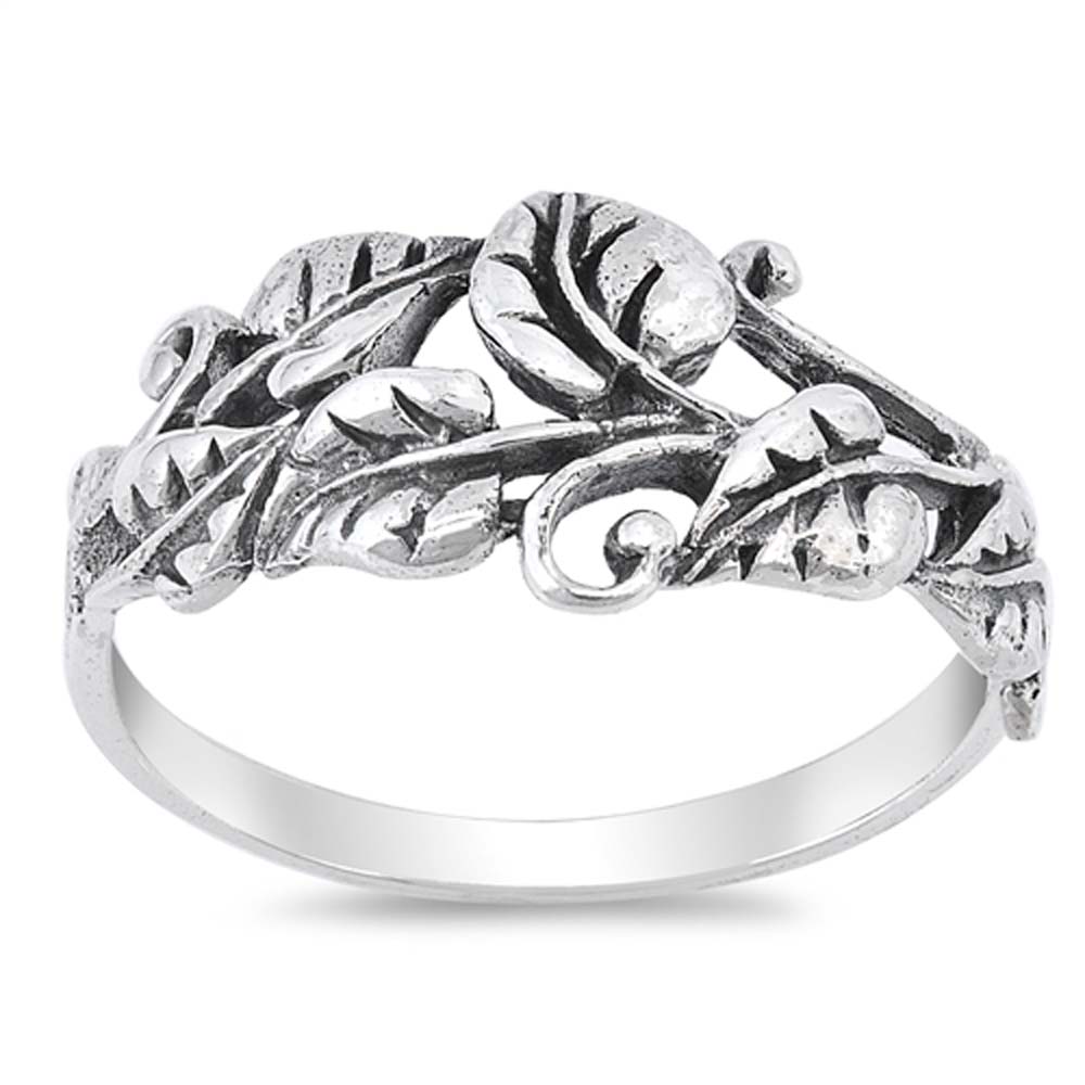 Sterling Silver Leaf Shaped Plain Rings and Face Height 10mm