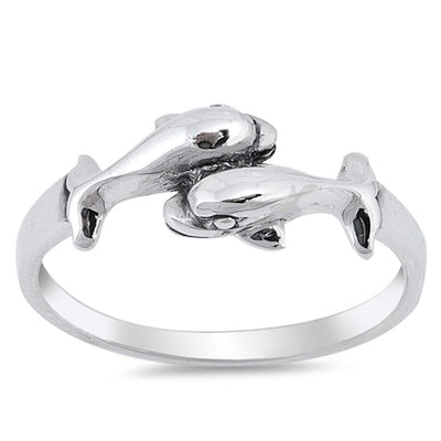Sterling Silver Dolphin Shaped Plain RingsAnd Face Height 8mm