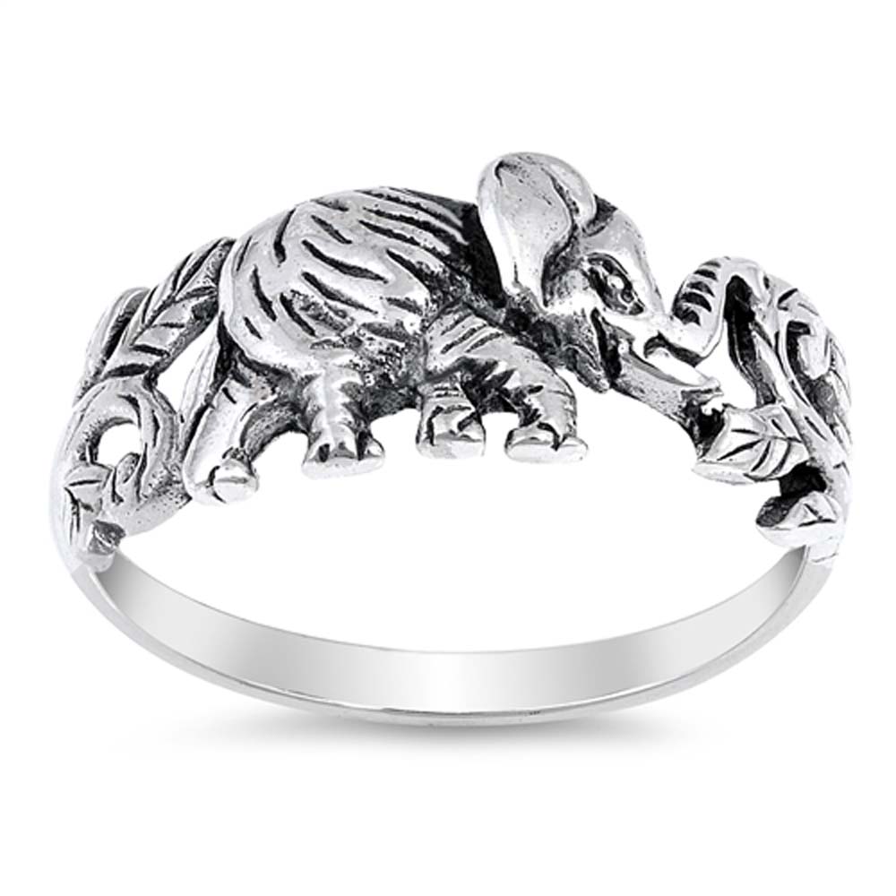 Sterling Silver Elephant Shaped Plain RingsAnd Face Height 9mm