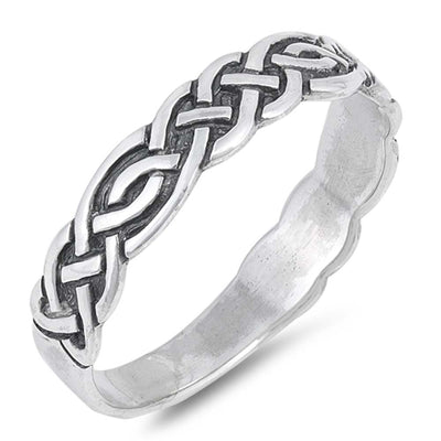 Sterling Silver Celtic Shaped Plain RingsAnd Face Height 5mm