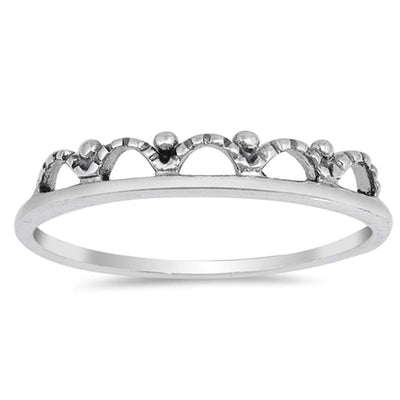 Sterling Silver Oxidized Crown Shaped Plain RingsAnd Face Height 4mm