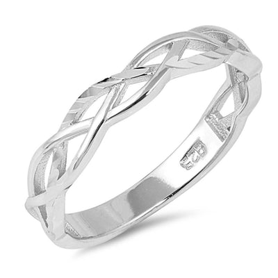 Sterling Silver Braid Shaped Plain RingsAnd Face Height 4mm