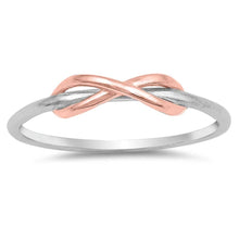Load image into Gallery viewer, Sterling Silver Rose Gold And Rhodium Plated Infinity Shaped Plain RingsAnd Face Height 4mm