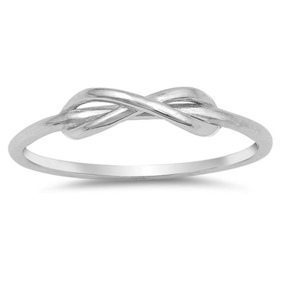 Sterling Silver Rhodium Plated Infinity Shaped Plain RingsAnd Face Height 4mm
