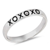 Sterling Silver XOXO Engraved Shaped Plain RingsAnd Face Height 3mm