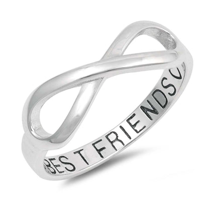 Sterling Silver Best Friends Infinity Shaped Plain RingsAnd Face Height 6mm