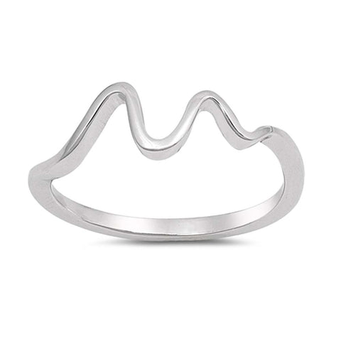 Sterling Silver Waves Shaped Plain RingsAnd Face Height 7mm
