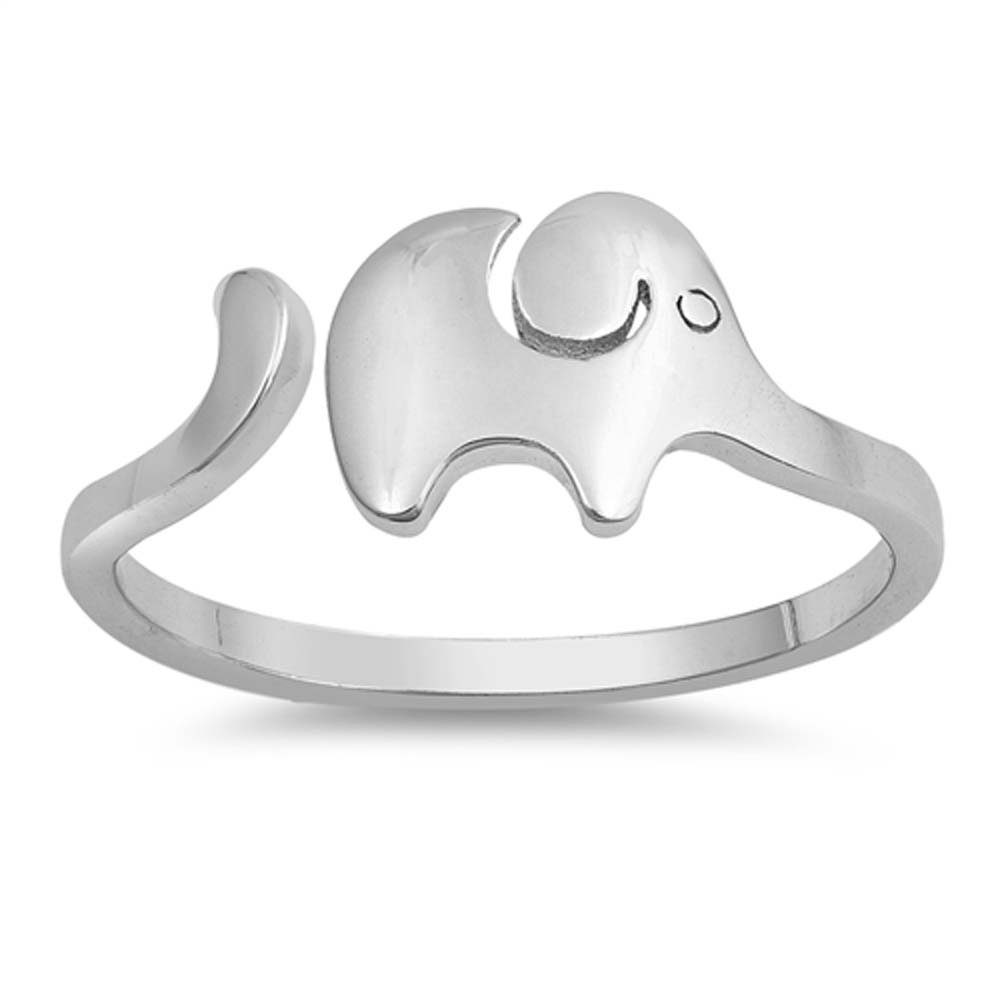 Sterling Silver Elephant Shaped Plain RingsAnd Face Height 8mm