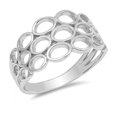 Sterling Silver Round Holes Shape Plain RingsAnd Face Height 10mm