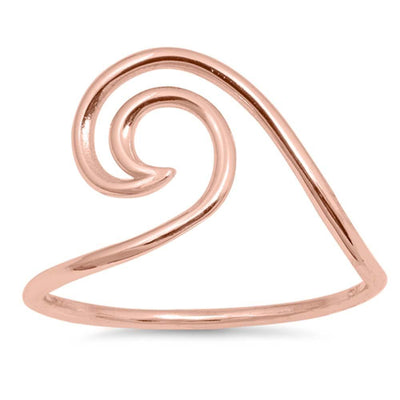 Sterling Silver Rose Gold Plated Wave Shaped Plain RingsAnd Face Height 12mm