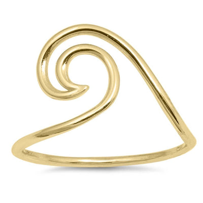 Sterling Silver Yellow Gold Plated Wave Shaped Plain RingsAnd Face Height 12mm